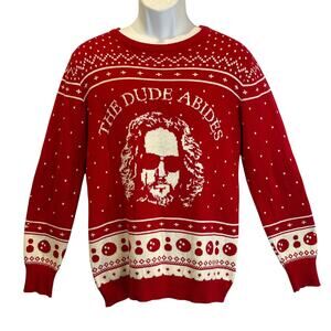 Ripple Junction The Big Lebowski THE DUDE ABIDES Ugly Christmas Sweater Size S